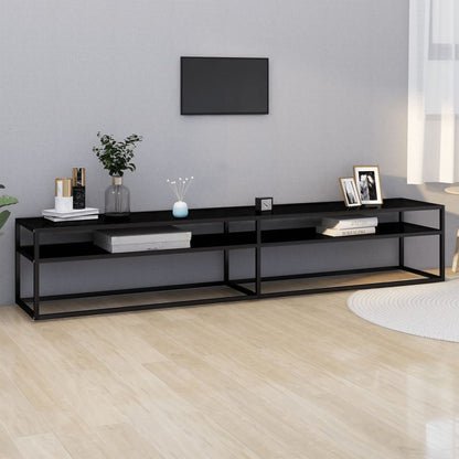 Tv-Meubel 220X40X40,5 Gehard Glas Zwart 1 220 x 40 x 40.5 cm