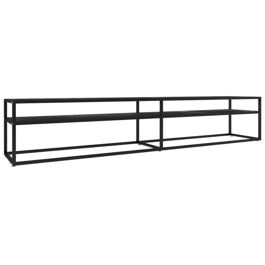 Tv-Meubel 220X40X40,5 Cm Gehard Glas Zwartmarmerkleurig 220 x 40 x 40.5 cm Zwart en zwartmarmer
