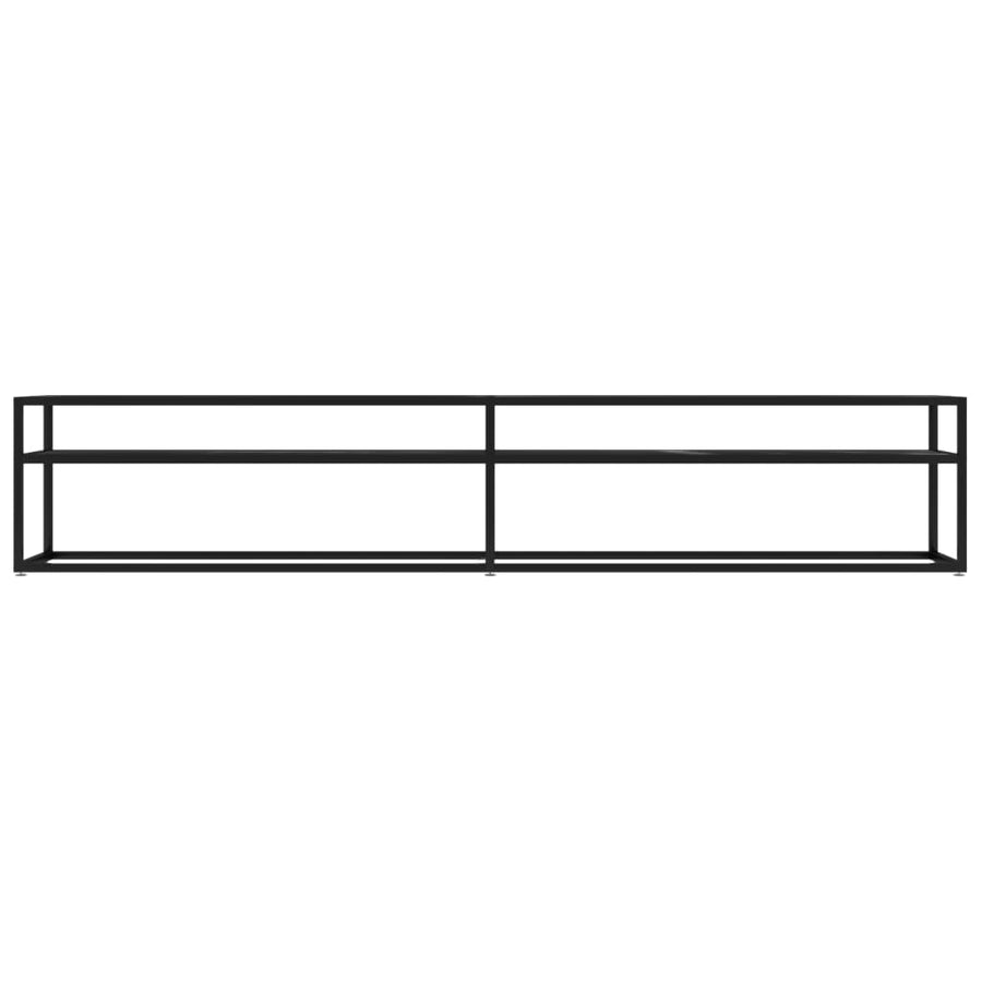 Tv-Meubel 220X40X40,5 Cm Gehard Glas Zwartmarmerkleurig 220 x 40 x 40.5 cm Zwart en zwartmarmer