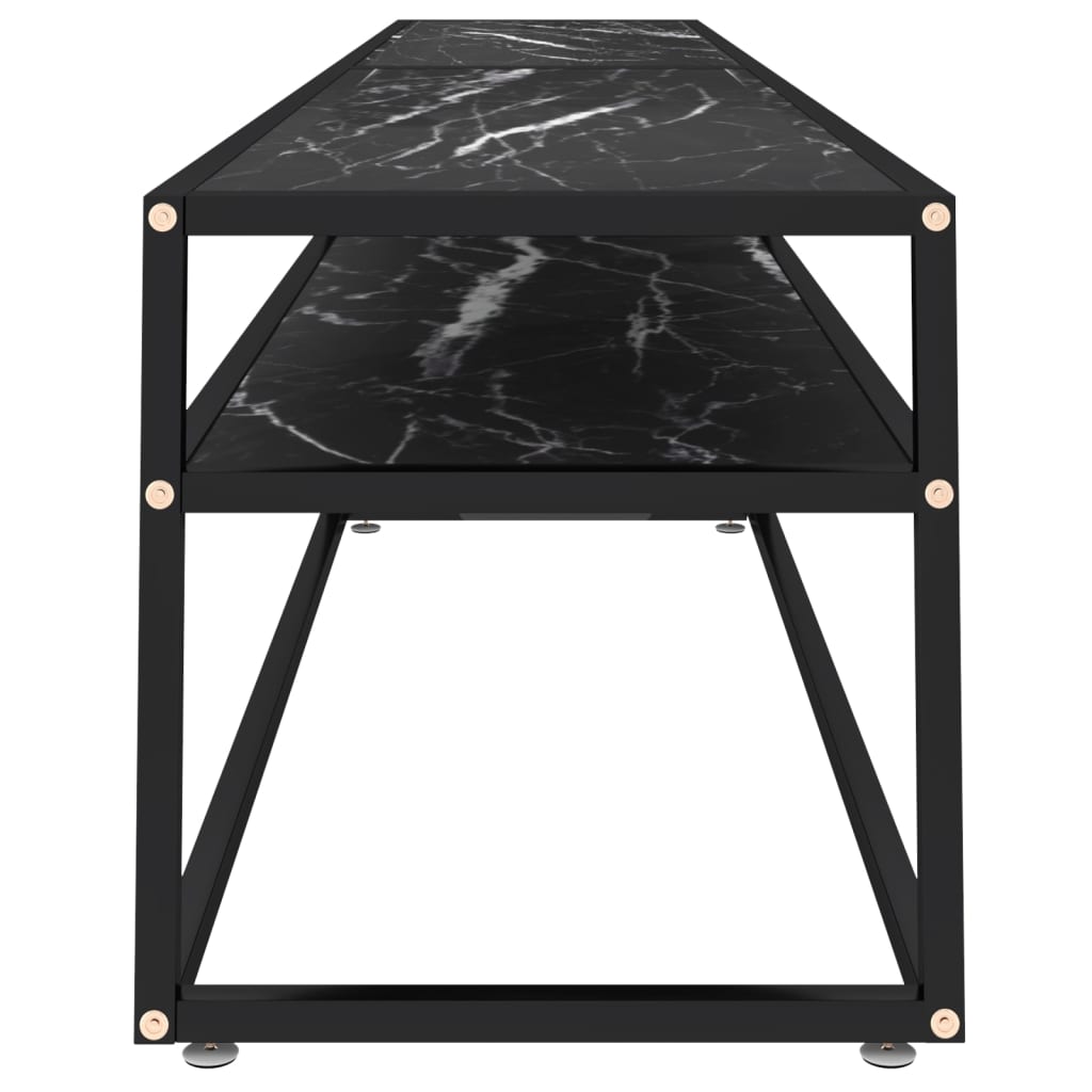 Tv-Meubel 220X40X40,5 Cm Gehard Glas Zwartmarmerkleurig 220 x 40 x 40.5 cm Zwart en zwartmarmer