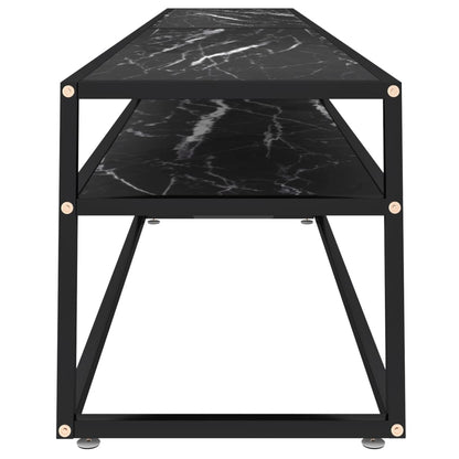 Tv-Meubel 220X40X40,5 Cm Gehard Glas Zwartmarmerkleurig 220 x 40 x 40.5 cm Zwart en zwartmarmer