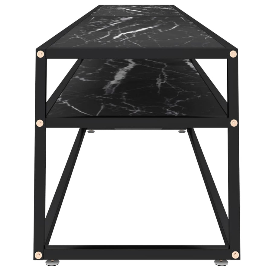 Tv-Meubel 220X40X40,5 Cm Gehard Glas Zwartmarmerkleurig 220 x 40 x 40.5 cm Zwart en zwartmarmer