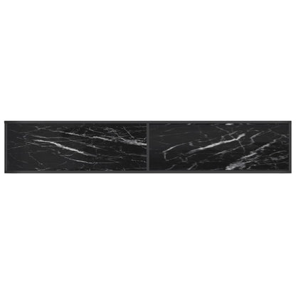 Tv-Meubel 220X40X40,5 Cm Gehard Glas Zwartmarmerkleurig 220 x 40 x 40.5 cm Zwart en zwartmarmer