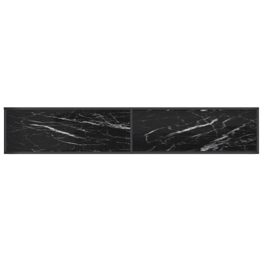 Tv-Meubel 220X40X40,5 Cm Gehard Glas Zwartmarmerkleurig 220 x 40 x 40.5 cm Zwart en zwartmarmer