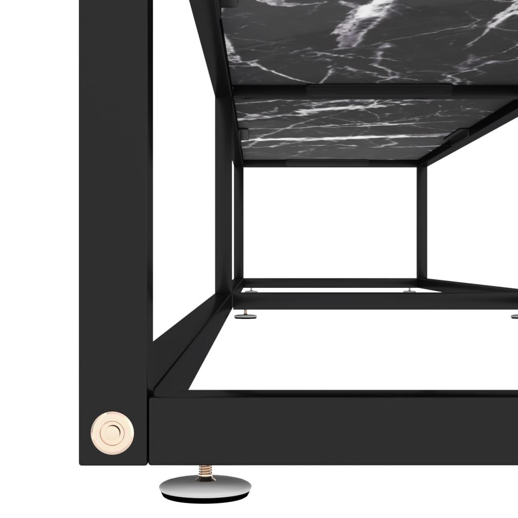 Tv-Meubel 220X40X40,5 Cm Gehard Glas Zwartmarmerkleurig 220 x 40 x 40.5 cm Zwart en zwartmarmer