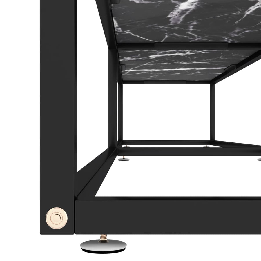 Tv-Meubel 220X40X40,5 Cm Gehard Glas Zwartmarmerkleurig 220 x 40 x 40.5 cm Zwart en zwartmarmer
