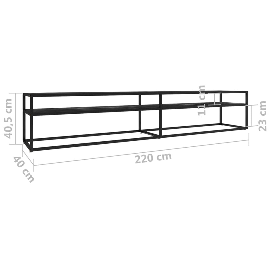 Tv-Meubel 220X40X40,5 Cm Gehard Glas Zwartmarmerkleurig 220 x 40 x 40.5 cm Zwart en zwartmarmer