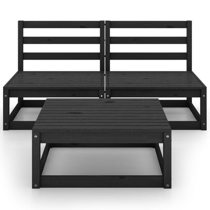 3-Delige Loungeset Massief Grenenhout Zwart
