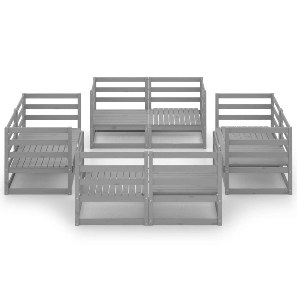 8-Delige Loungeset Massief Grenenhout Nee Grijs