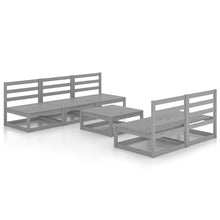 6-delige Loungeset massief grenenhout grijs
