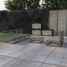 6-delige Loungeset massief grenenhout grijs