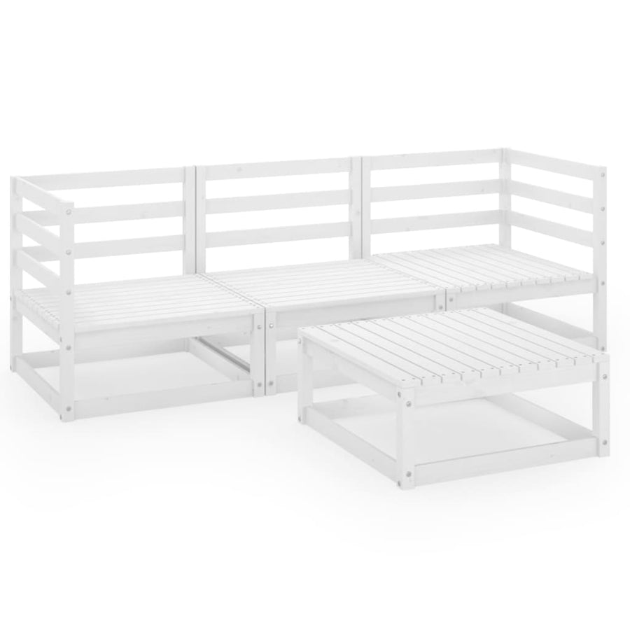 4-Delige Loungeset Massief Grenenhout Nee Wit