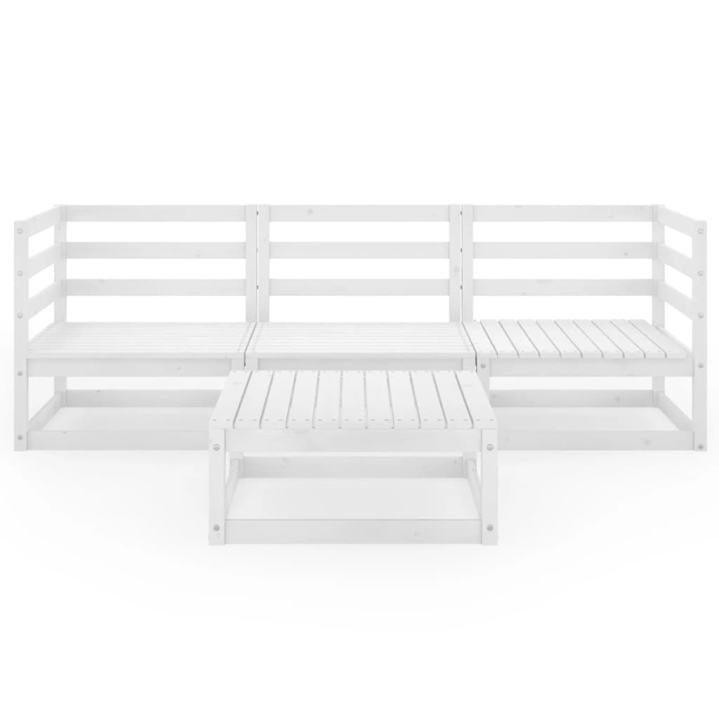 4-Delige Loungeset Massief Grenenhout Nee Wit