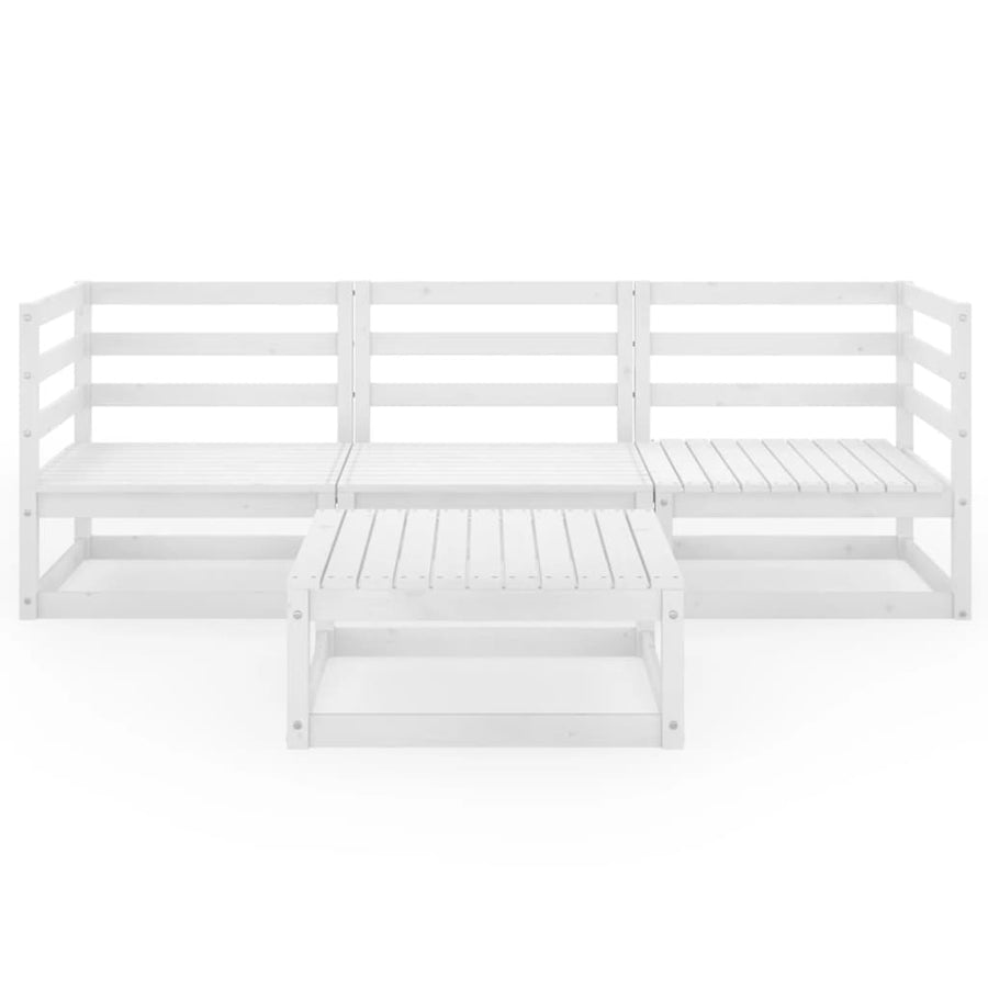 4-Delige Loungeset Massief Grenenhout Nee Wit
