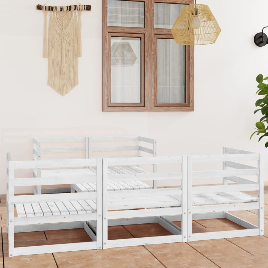 6-Delige Loungeset Massief Grenenhout Nee Wit