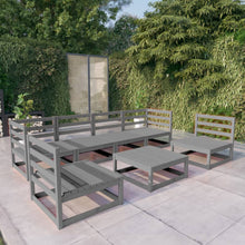 7-delige Loungeset massief grenenhout grijs