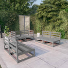 Loungeset 6-delig massief grenenhout grijs