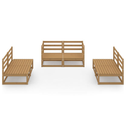 6-delige Loungeset massief grenenhout honingbruin