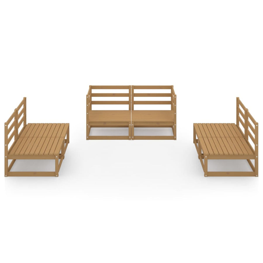 6-delige Loungeset massief grenenhout honingbruin