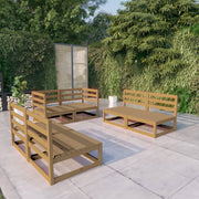 Loungeset 6-delig massief grenenhout honingbruin