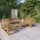 Loungeset 7-delig massief grenenhout honingbruin