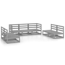7-delige Loungeset massief grenenhout grijs