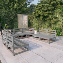 7-delige Loungeset massief grenenhout grijs