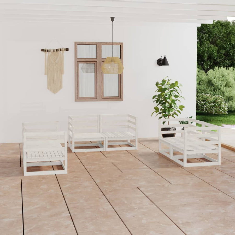 6-Delige Loungeset Massief Grenenhout Nee Wit