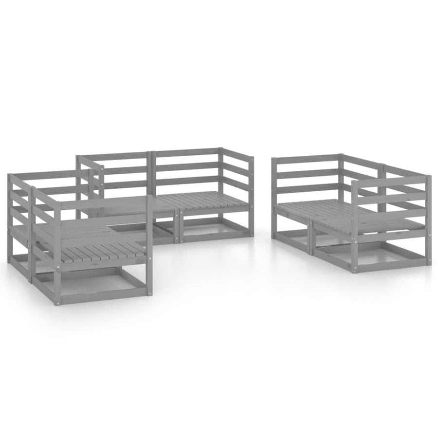 6-Delige Loungeset Massief Grenenhout Nee Grijs