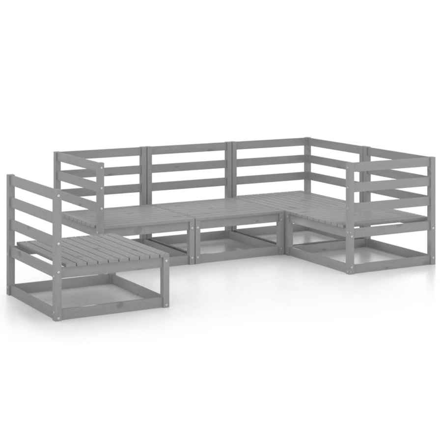 5-Delige Loungeset Massief Grenenhout Nee Grijs