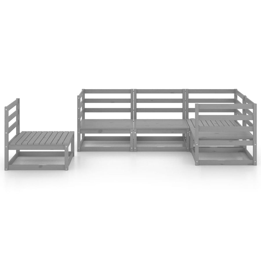 5-Delige Loungeset Massief Grenenhout Nee Grijs