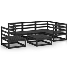 6-delige Loungeset massief grenenhout zwart