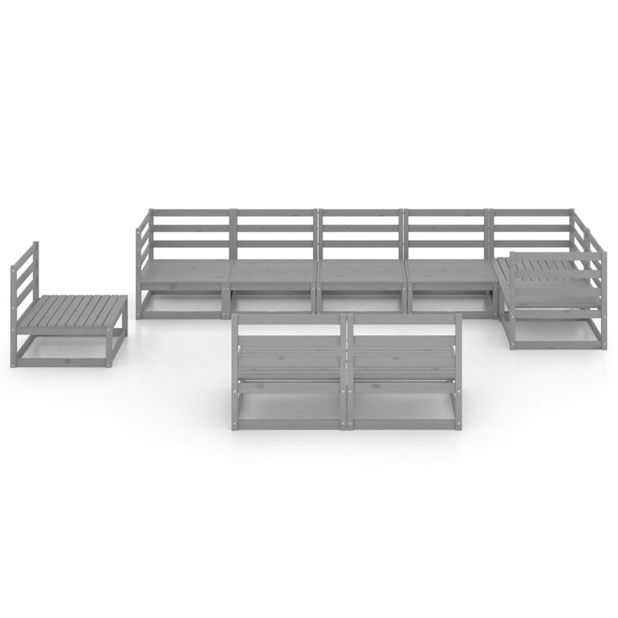 9-Delige Loungeset Massief Grenenhout Nee Grijs
