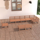 Loungeset 9-delig massief grenenhout honingbruin