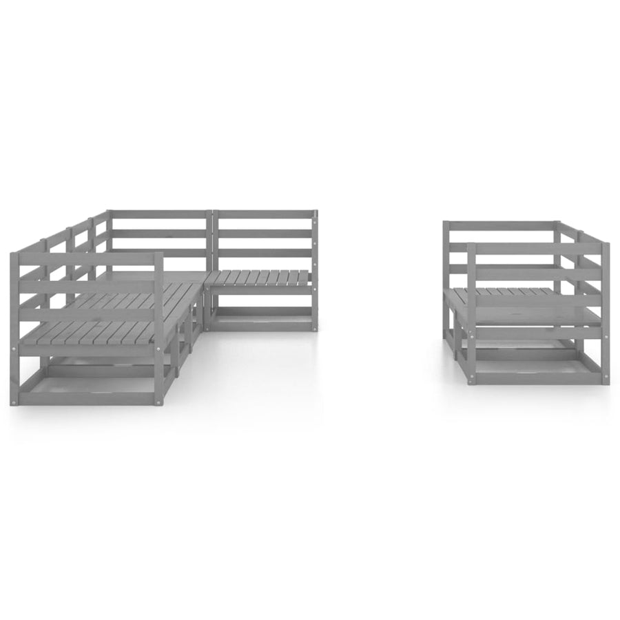 7-Delige Loungeset Massief Grenenhout Nee Grijs