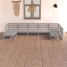 7-delige Loungeset massief grenenhout grijs