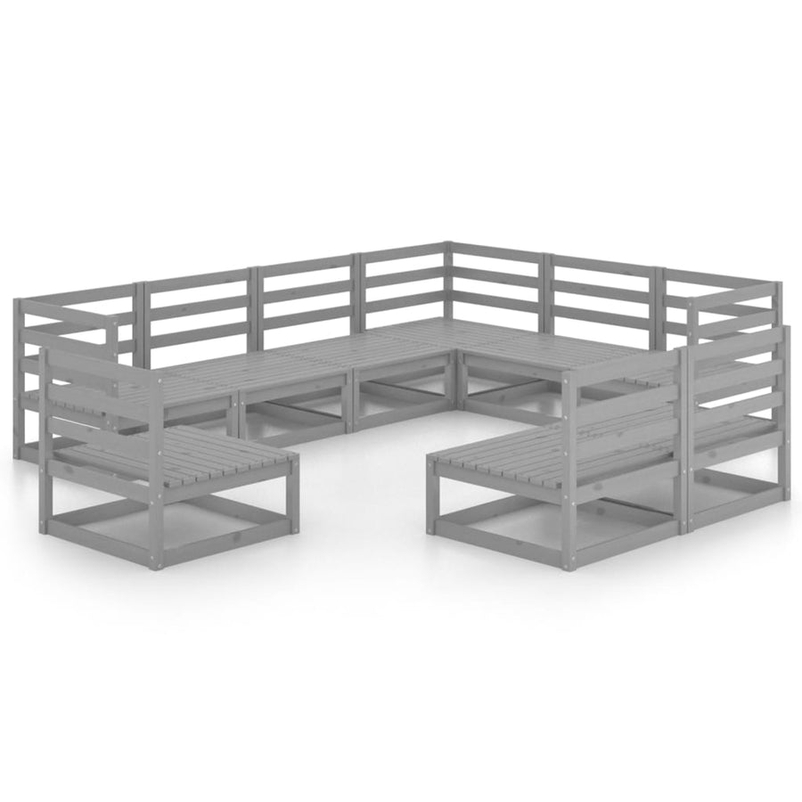 9-Delige Loungeset Massief Grenenhout Nee Grijs
