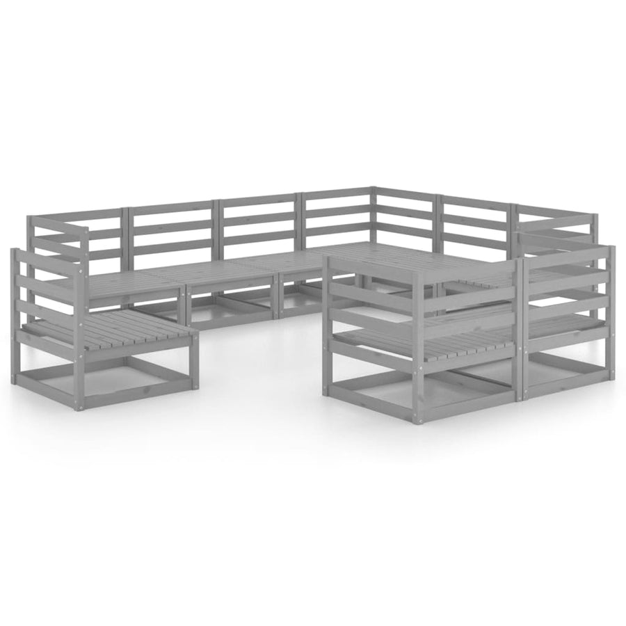 9-Delige Loungeset Massief Grenenhout Nee Grijs