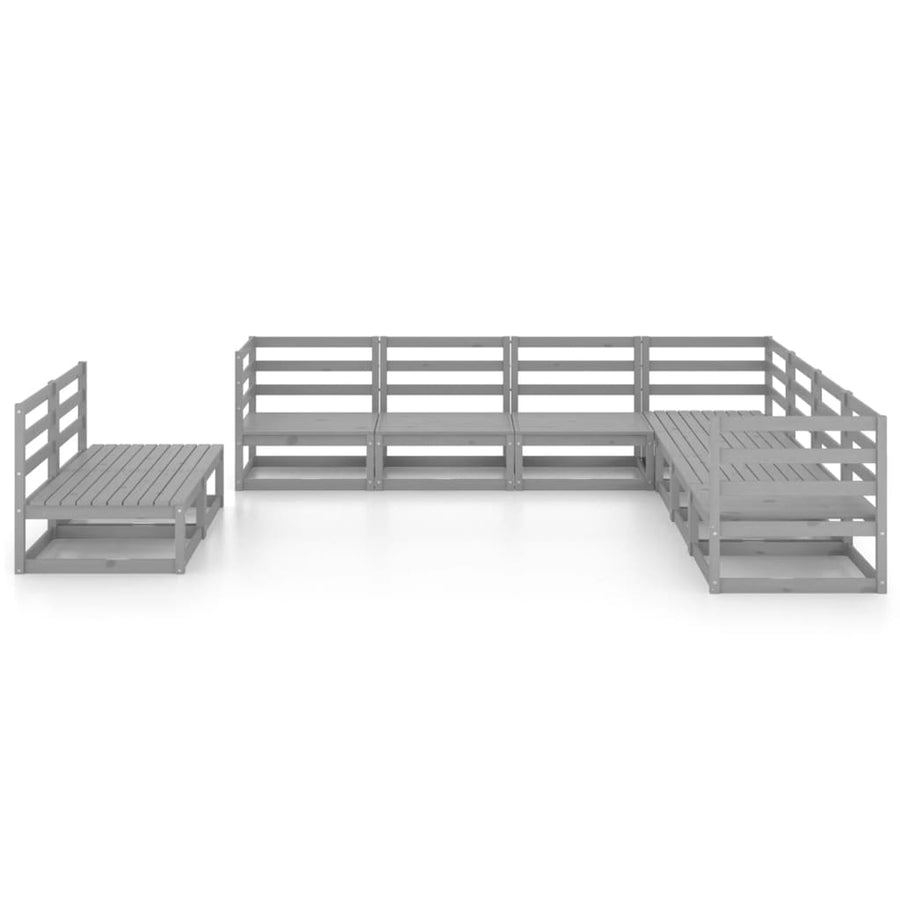 9-Delige Loungeset Massief Grenenhout Nee Grijs