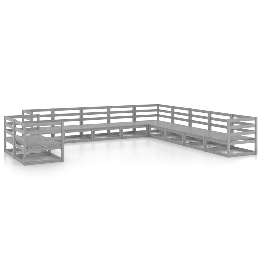 -Delige Loungeset Massief Grenenhout Nee Grijs