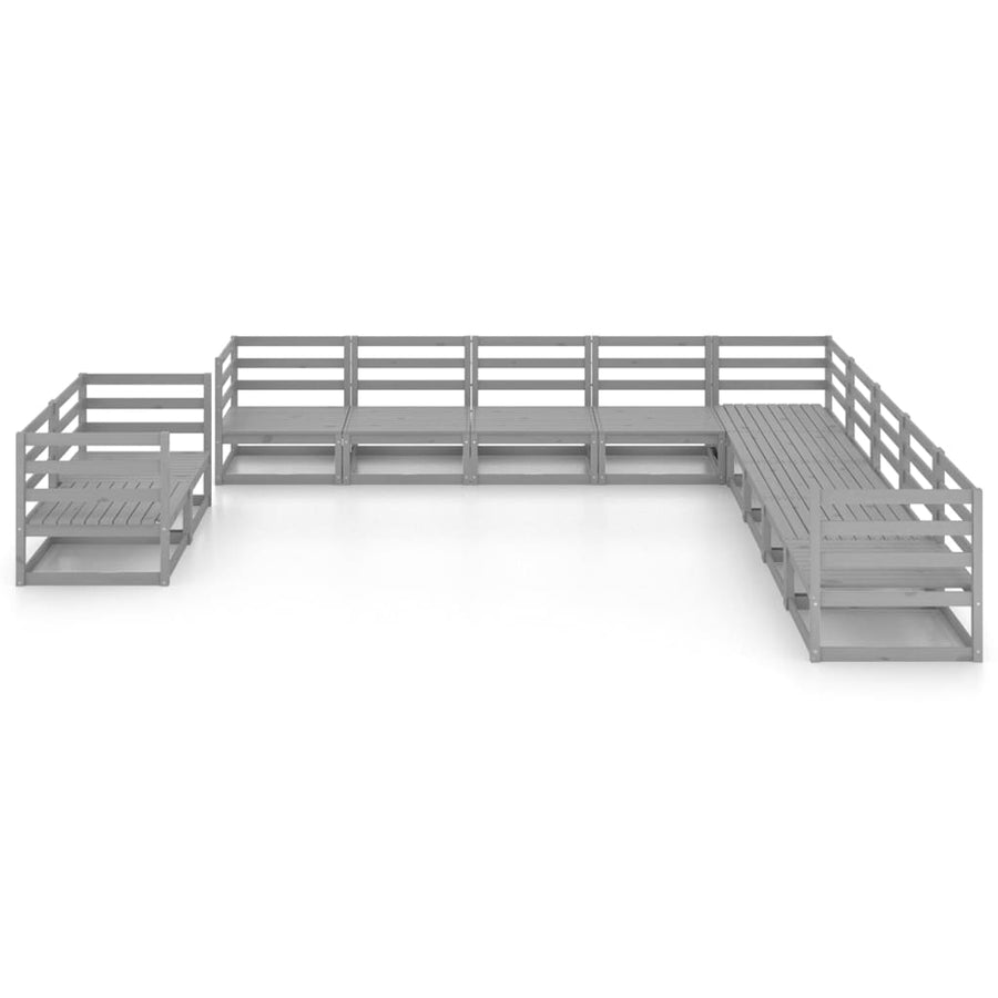 -Delige Loungeset Massief Grenenhout Nee Grijs