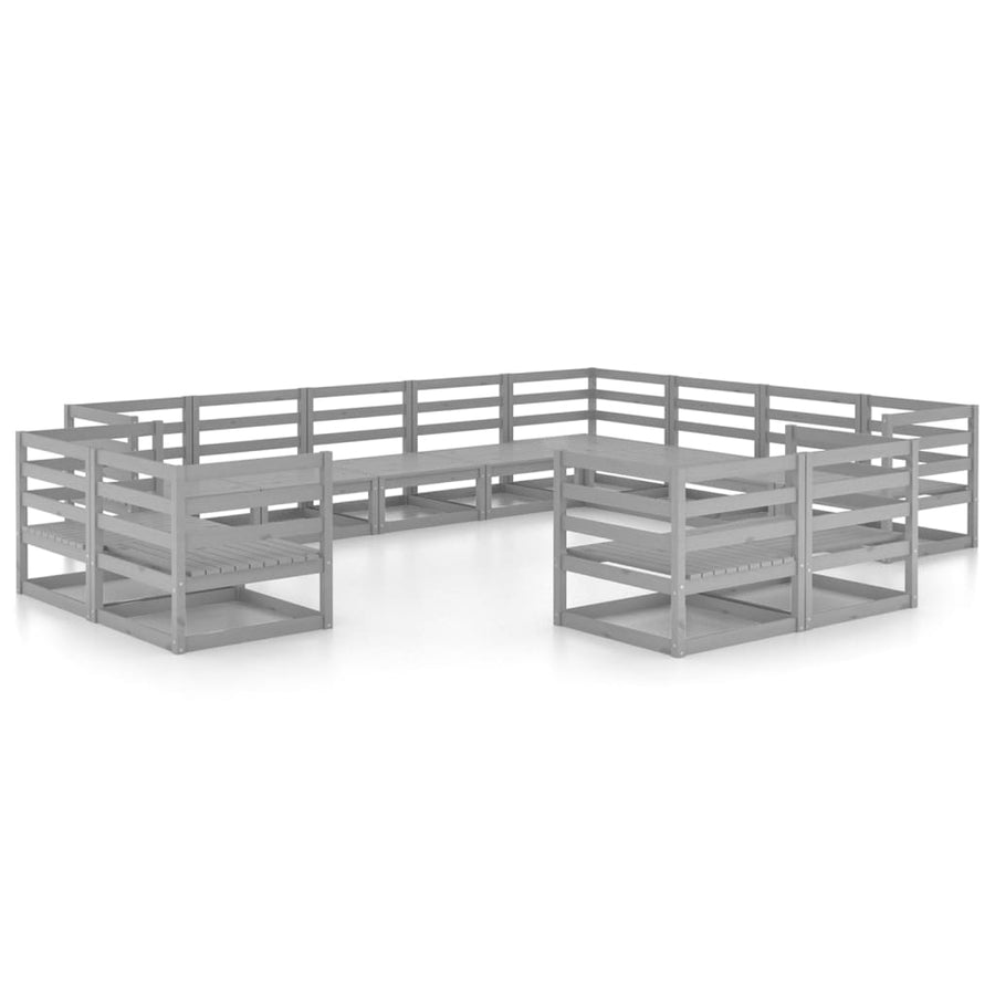 2-Delige Loungeset Massief Grenenhout Nee Grijs