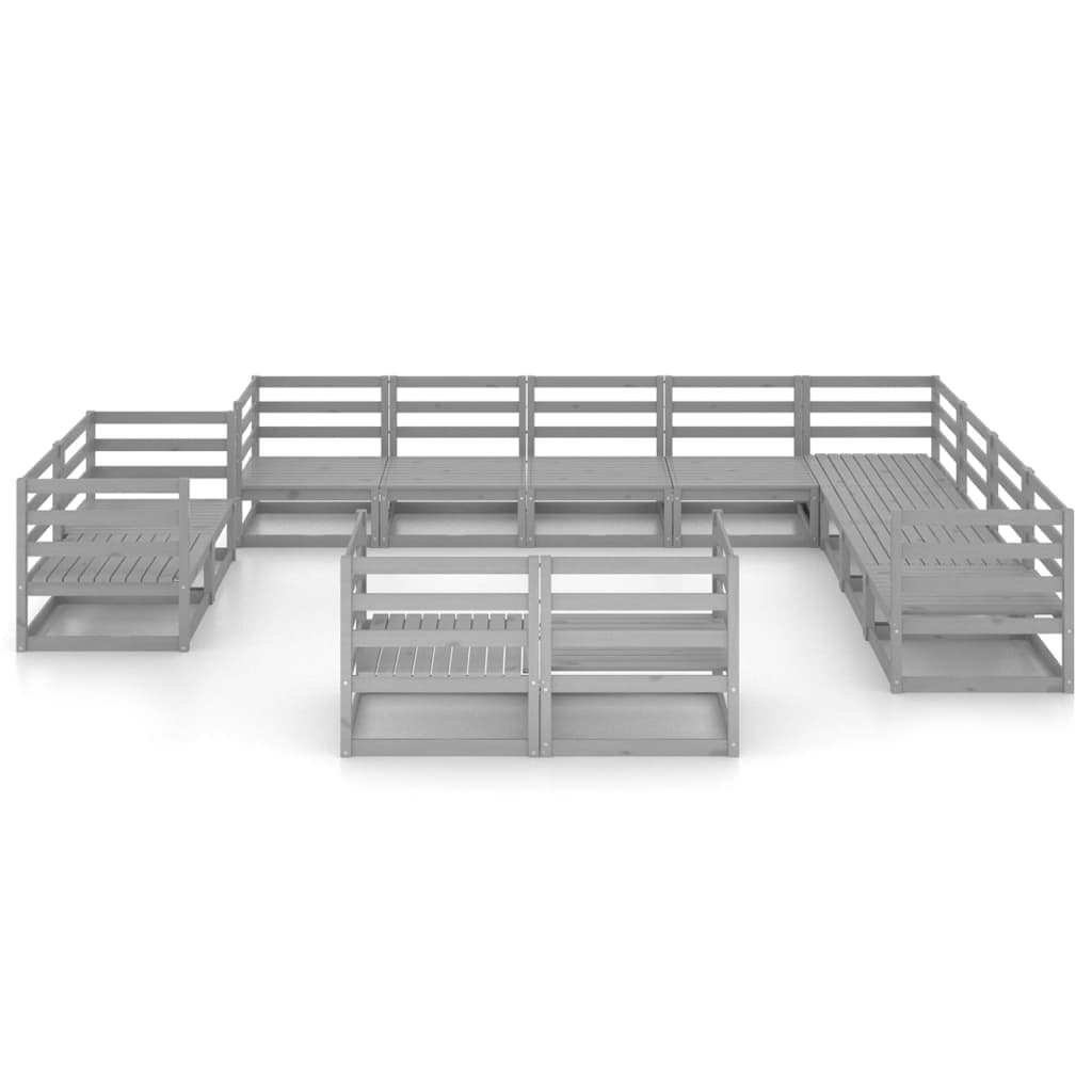 2-Delige Loungeset Massief Grenenhout Nee Grijs