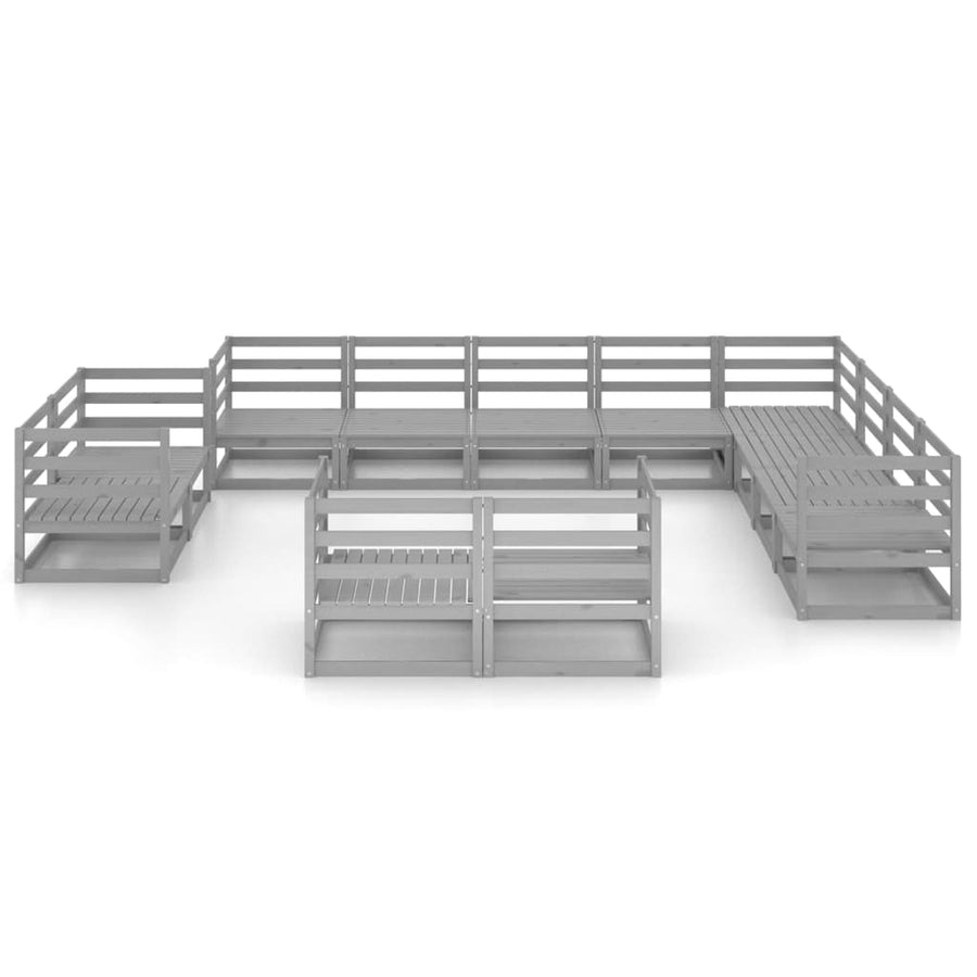 2-Delige Loungeset Massief Grenenhout Nee Grijs