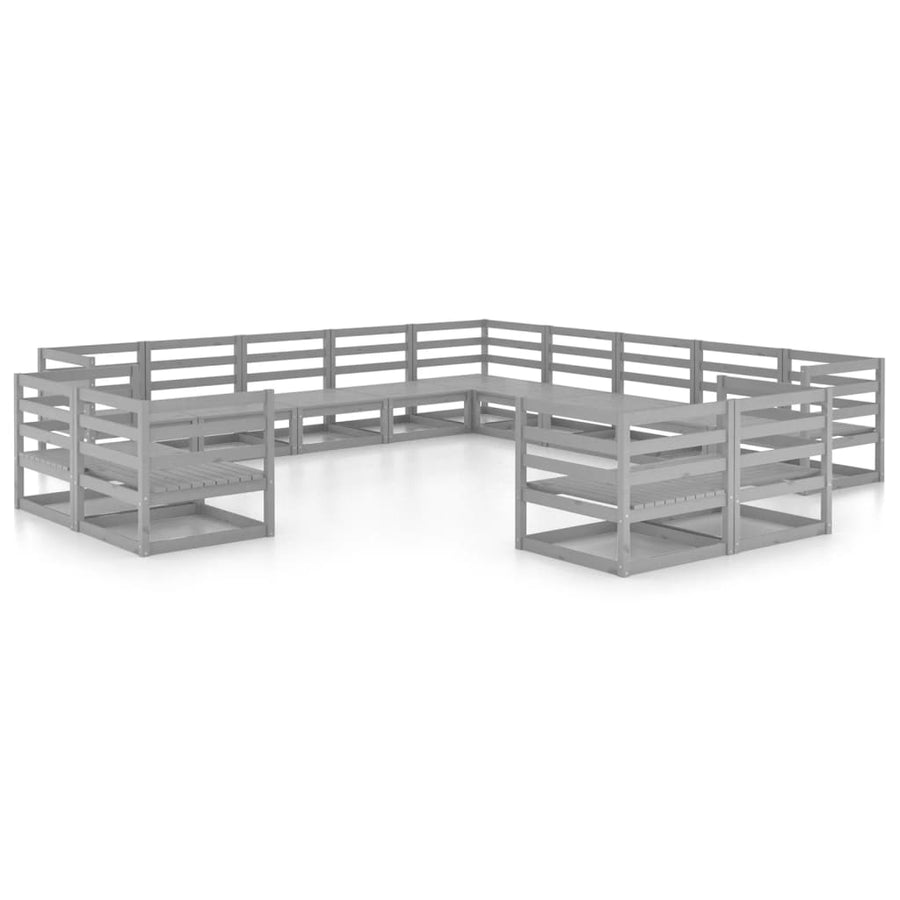 3-Delige Loungeset Massief Grenenhout Nee Grijs
