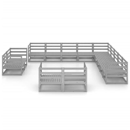 3-Delige Loungeset Massief Grenenhout Nee Grijs