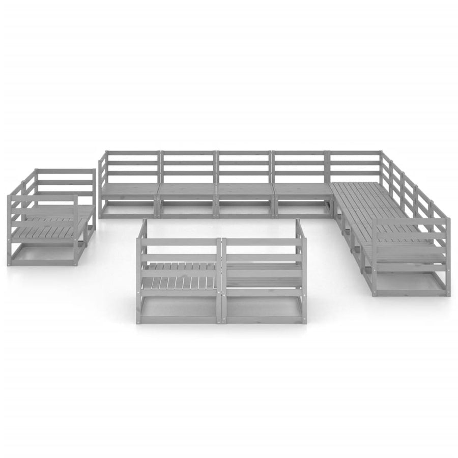 3-Delige Loungeset Massief Grenenhout Nee Grijs