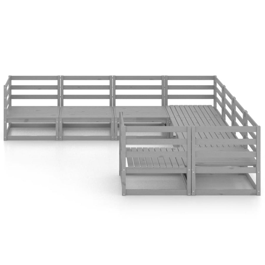 8-Delige Loungeset Massief Grenenhout Nee Grijs