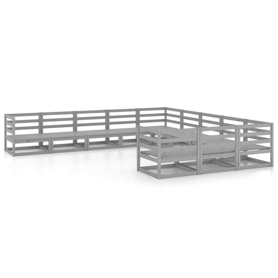 -Delige Loungeset Massief Grenenhout Nee Grijs