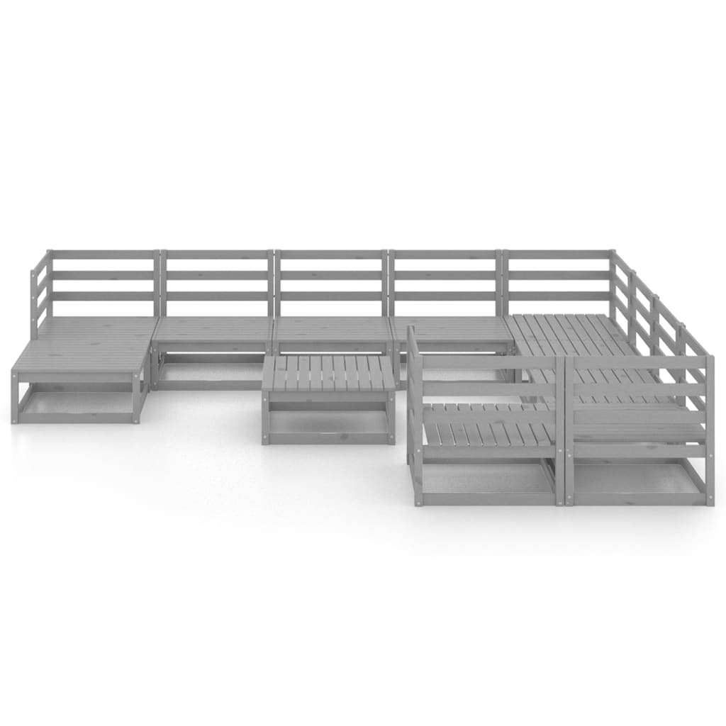 -Delige Loungeset Massief Grenenhout Nee Grijs